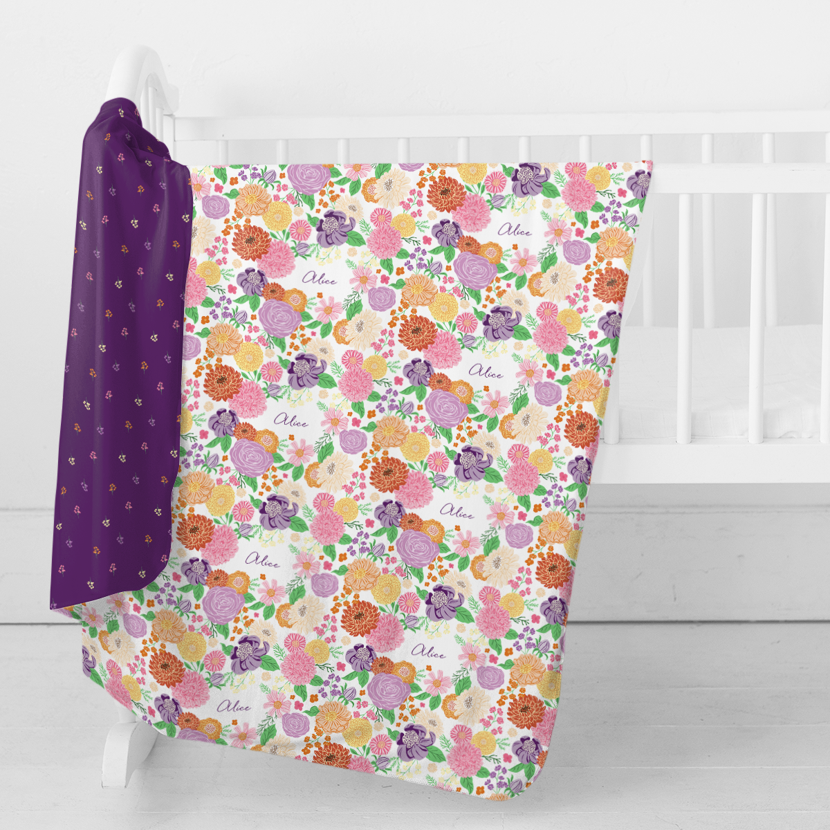 Personalized Swaddle Blanket | Bursting Blooms