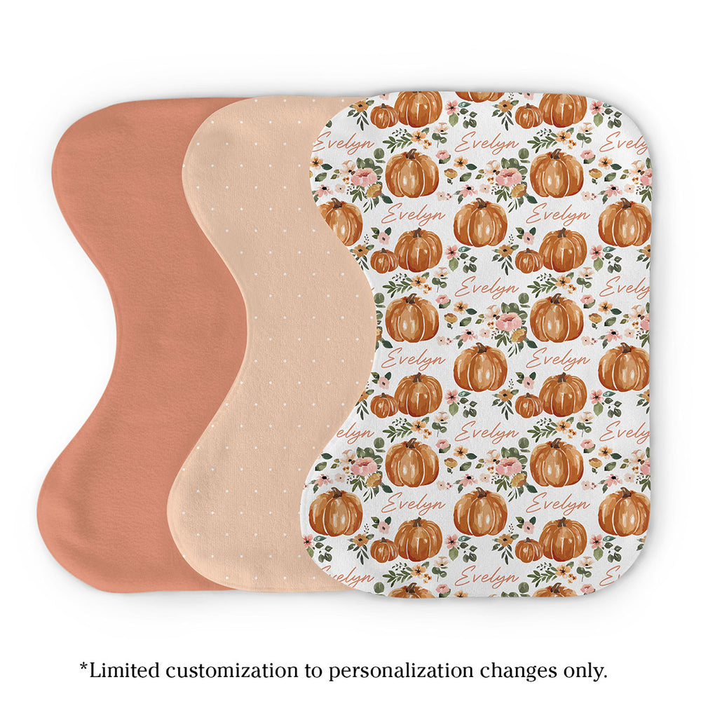 Personalized Burp Cloth Set | Autumn Floral (Cate & Rainn Design)