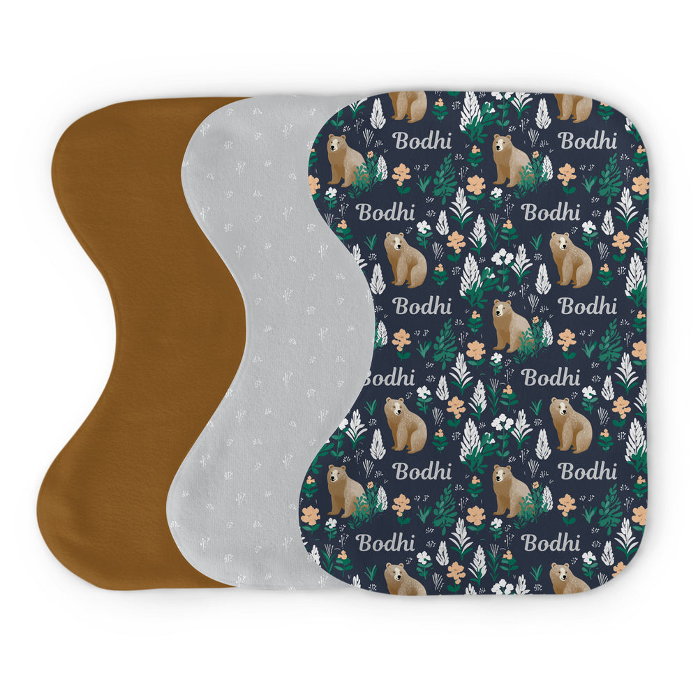 Personalized Burp Cloth Set | Forest Blues