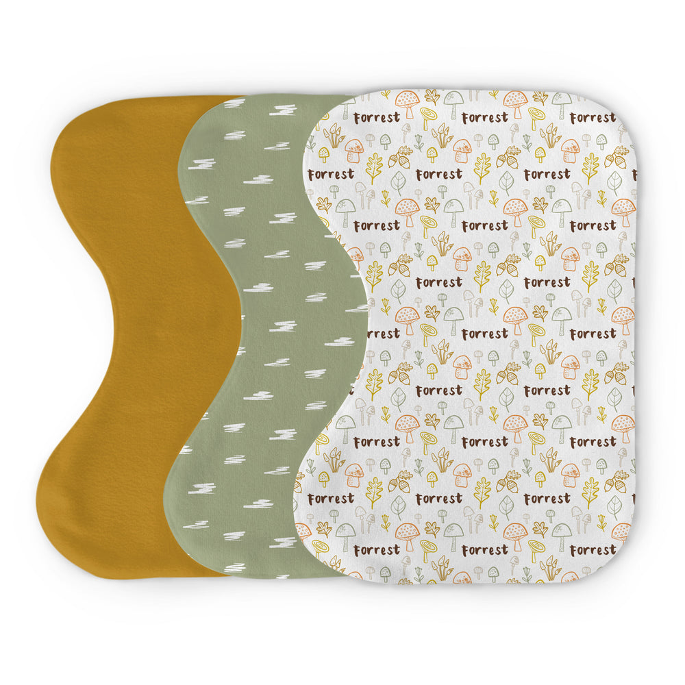 Personalized Burp Cloth Set | Mushroom Doodles