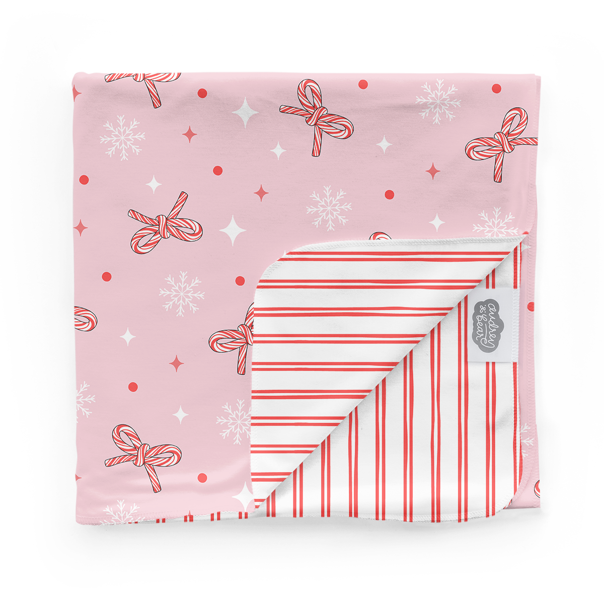 Swaddle Blanket | Candy Cane bows