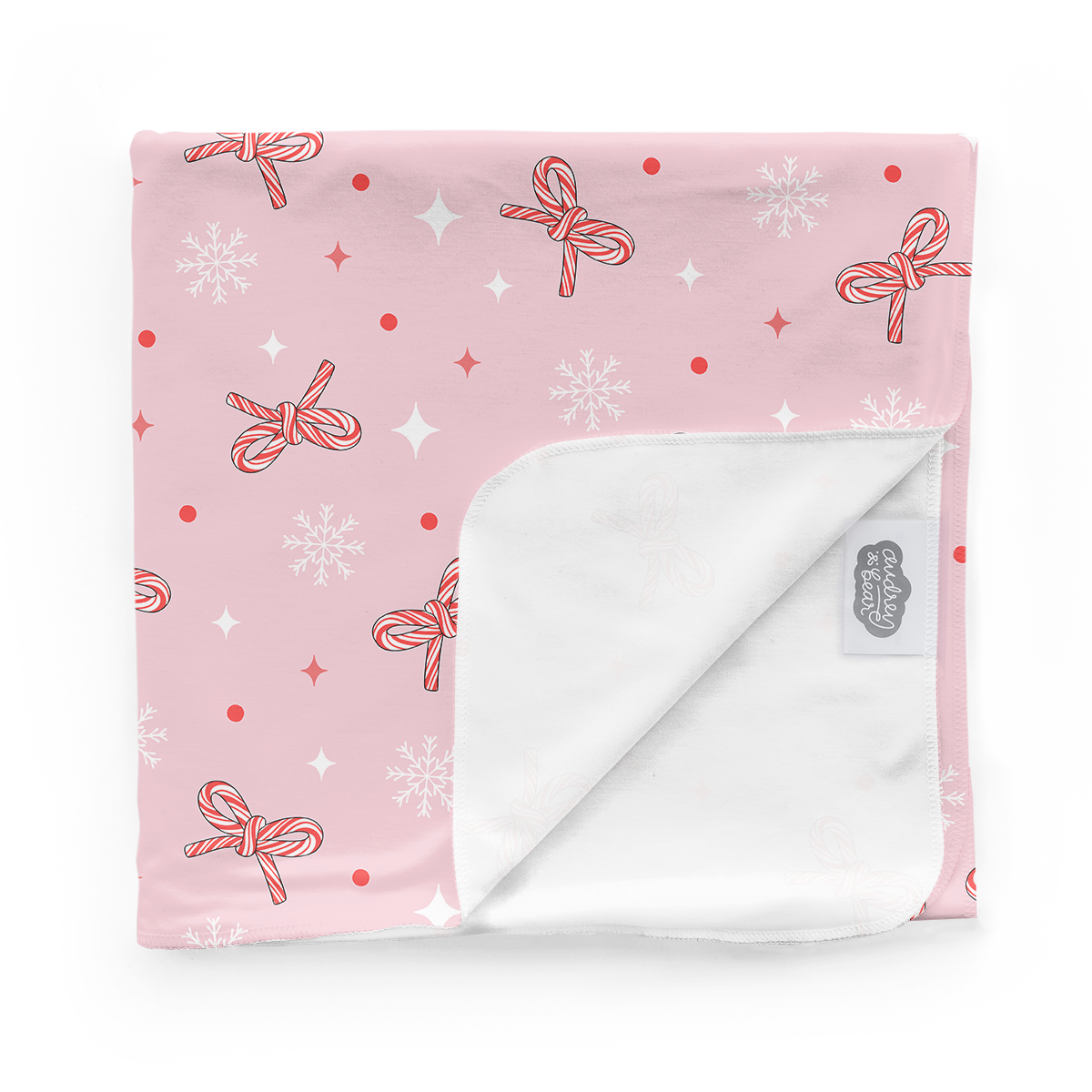 Swaddle Blanket | Candy Cane bows