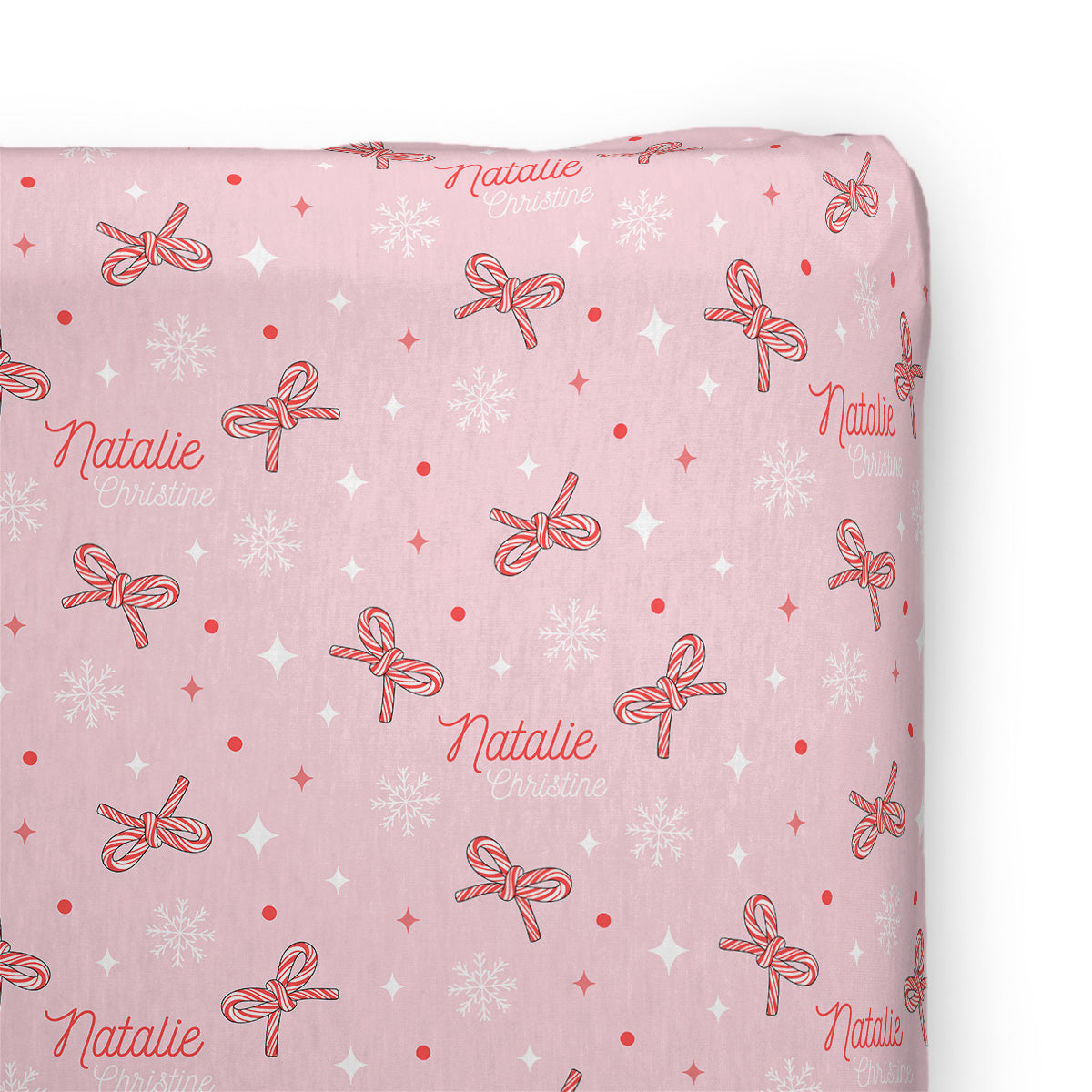 Personalized Changing Pad Cover | Candy Cane bows