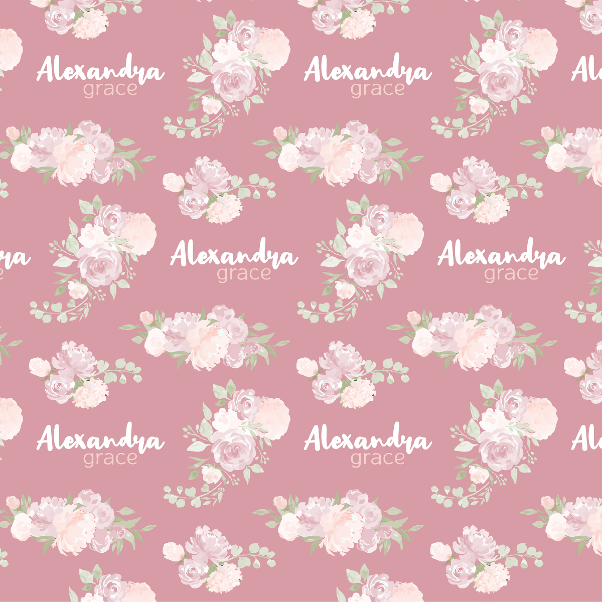a pink background with pink flowers and names