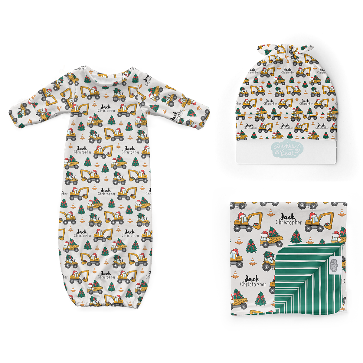 Personalized Newborn Bundle | Christmas Construction
