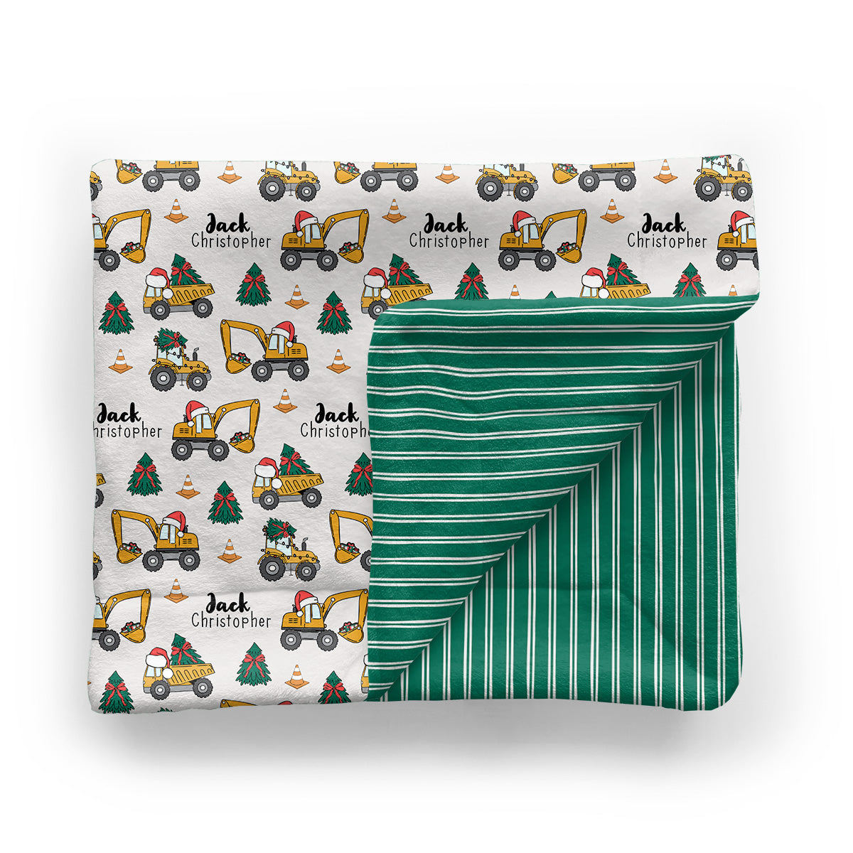 Personalized Baby Minky Blanket | Christmas Construction