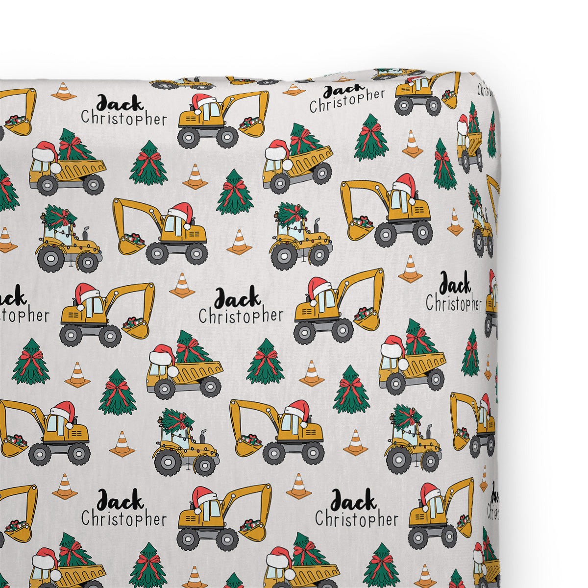 Personalized Changing Pad Cover | Christmas Construction