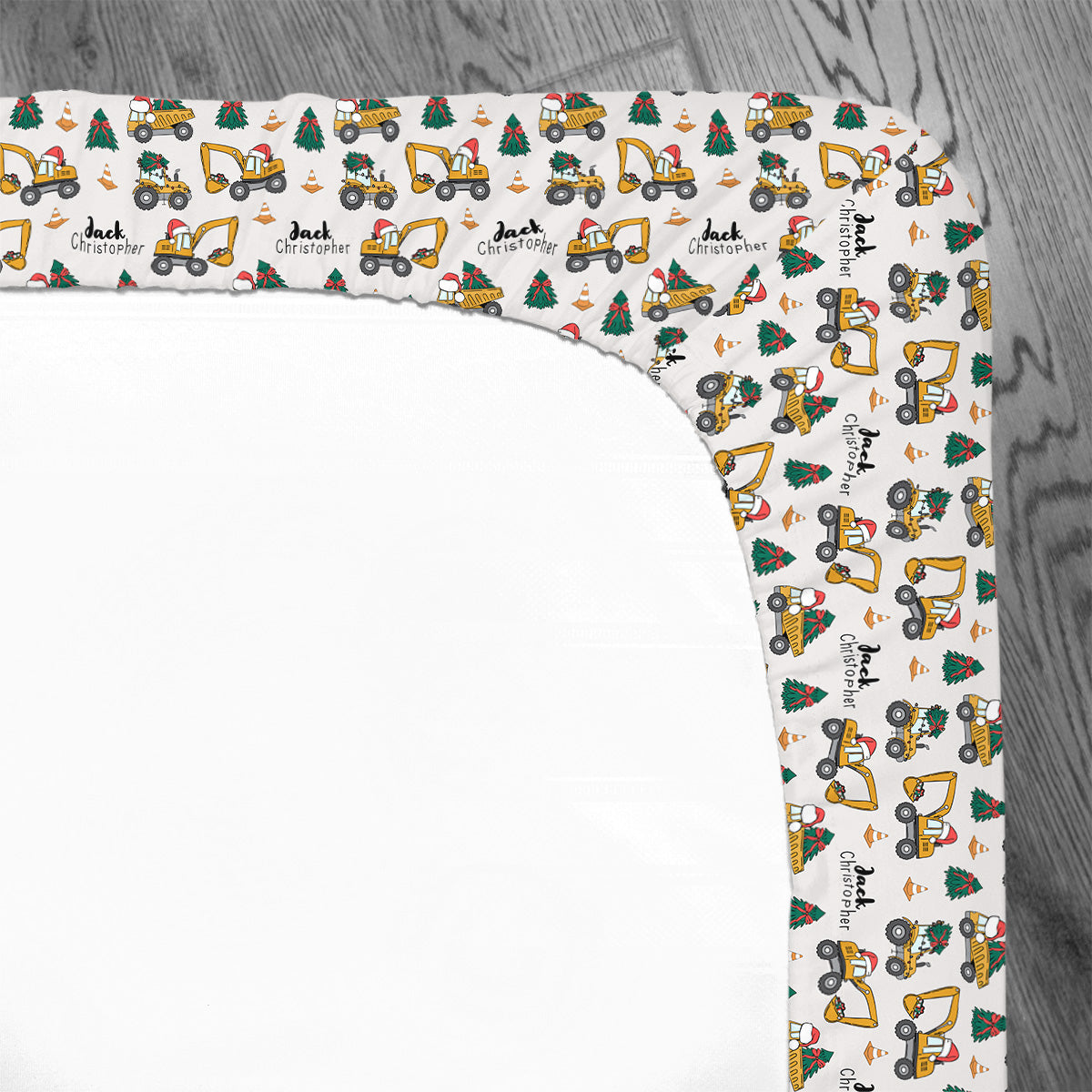 Personalized Crib Sheet | Christmas Construction