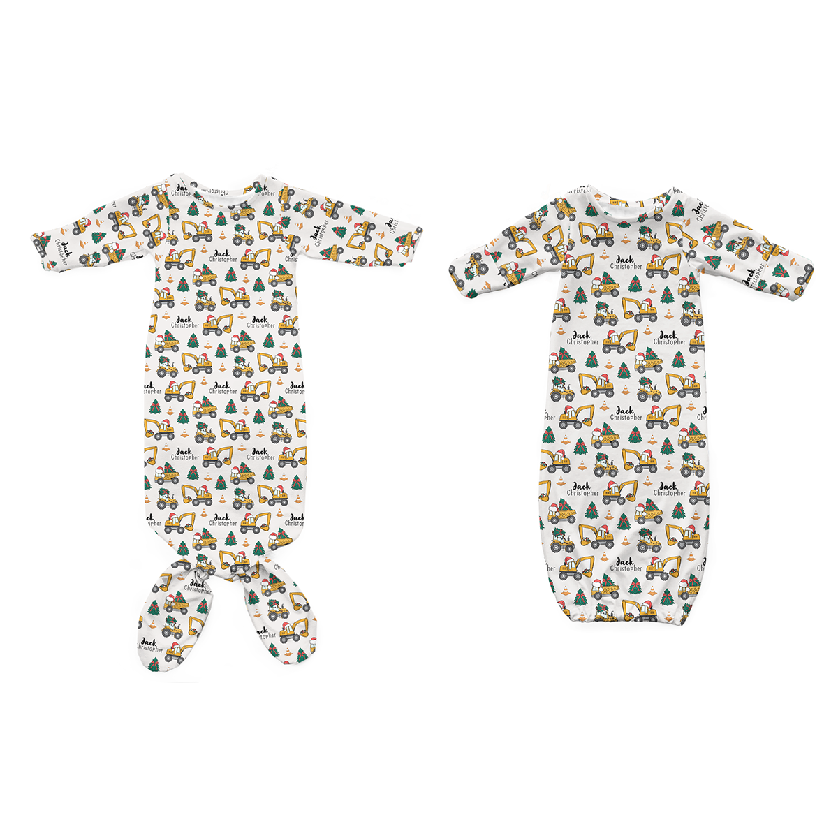 Personalized Newborn Gown | Christmas Construction