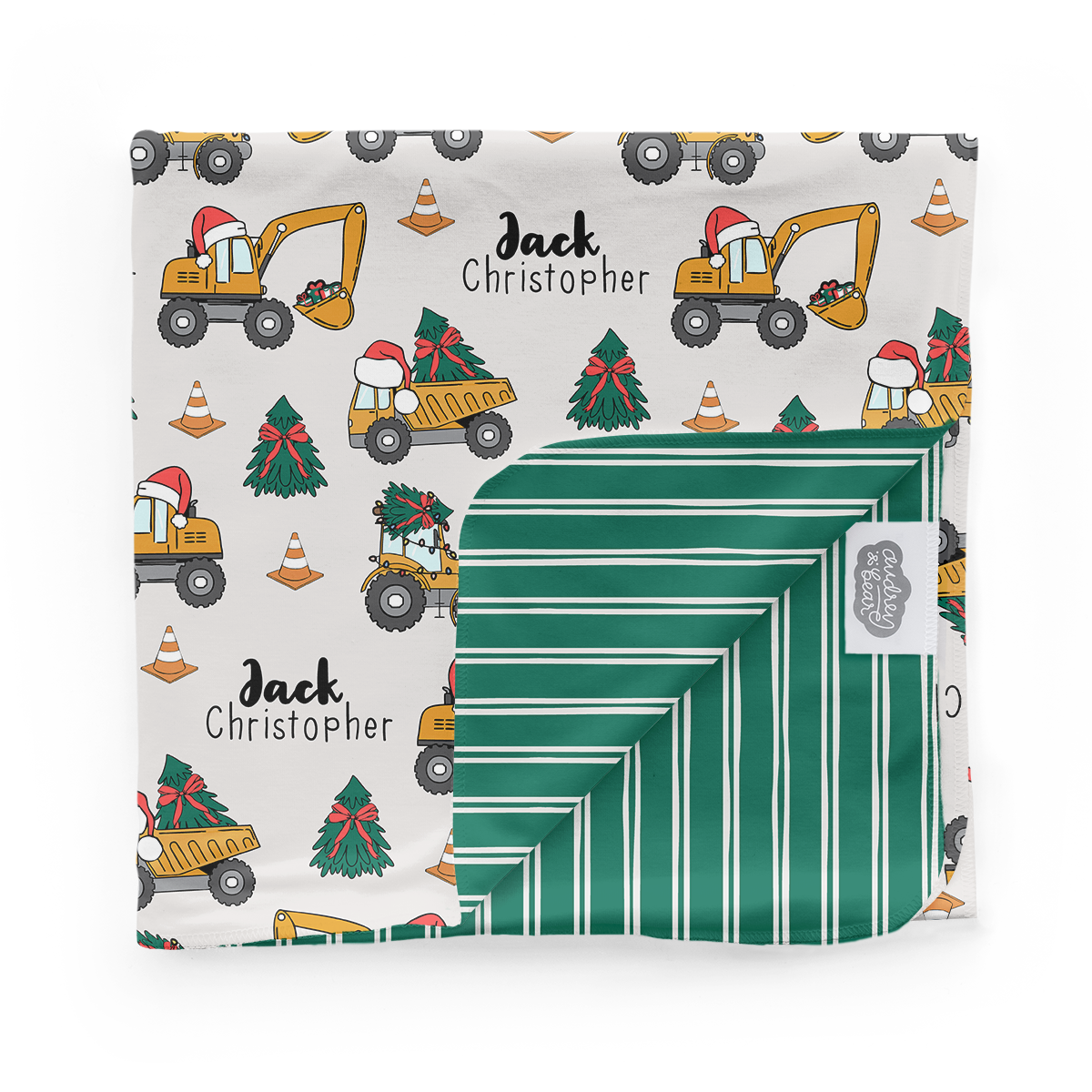 Personalized Swaddle Blanket | Christmas Construction