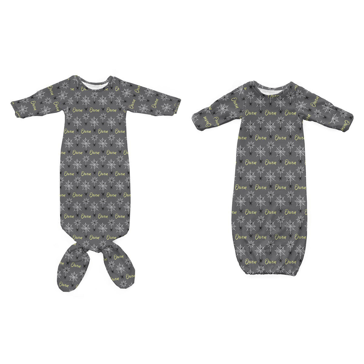 Personalized Newborn Gown | Creeping Spiders