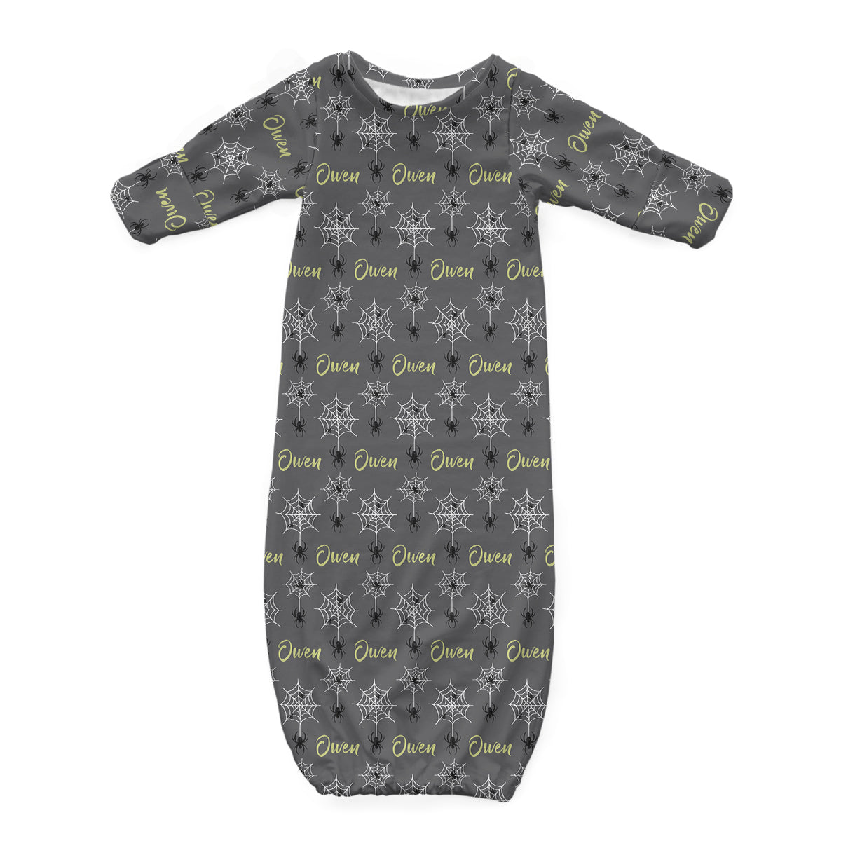 Personalized Newborn Gown | Creeping Spiders