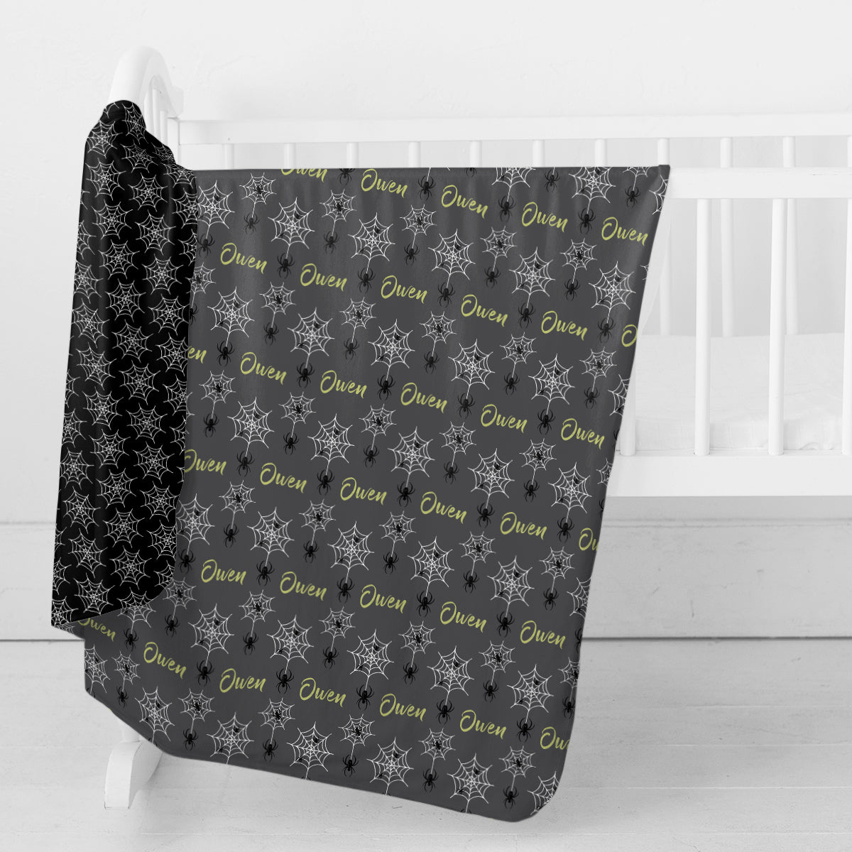 Personalized Swaddle Blanket | Creeping Spiders