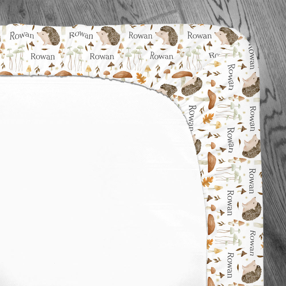 Personalized Crib Sheet | Hedgehog Forest