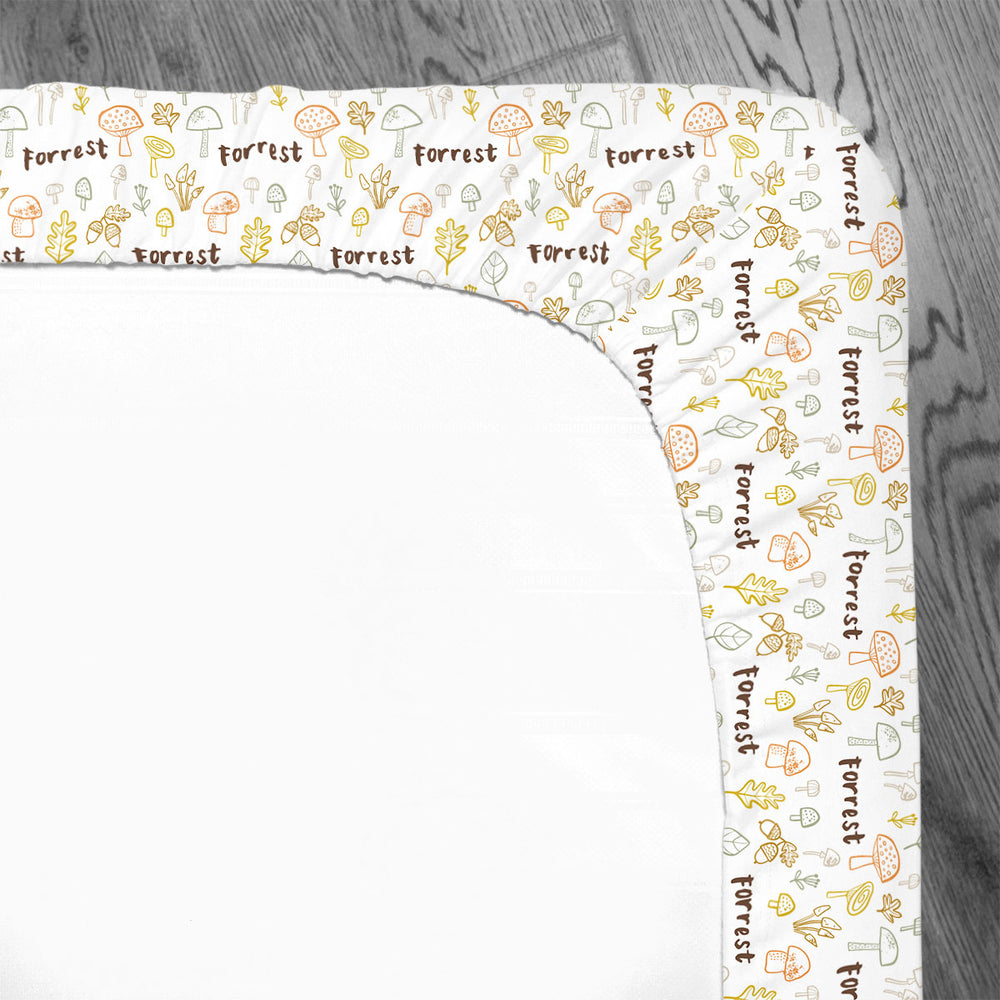 Personalized Crib Sheet | Mushroom Doodles