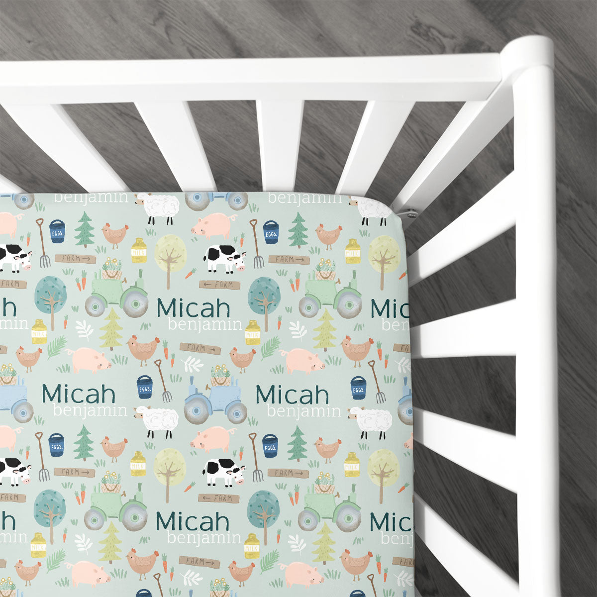 Personalized Crib Sheet | Farmyard