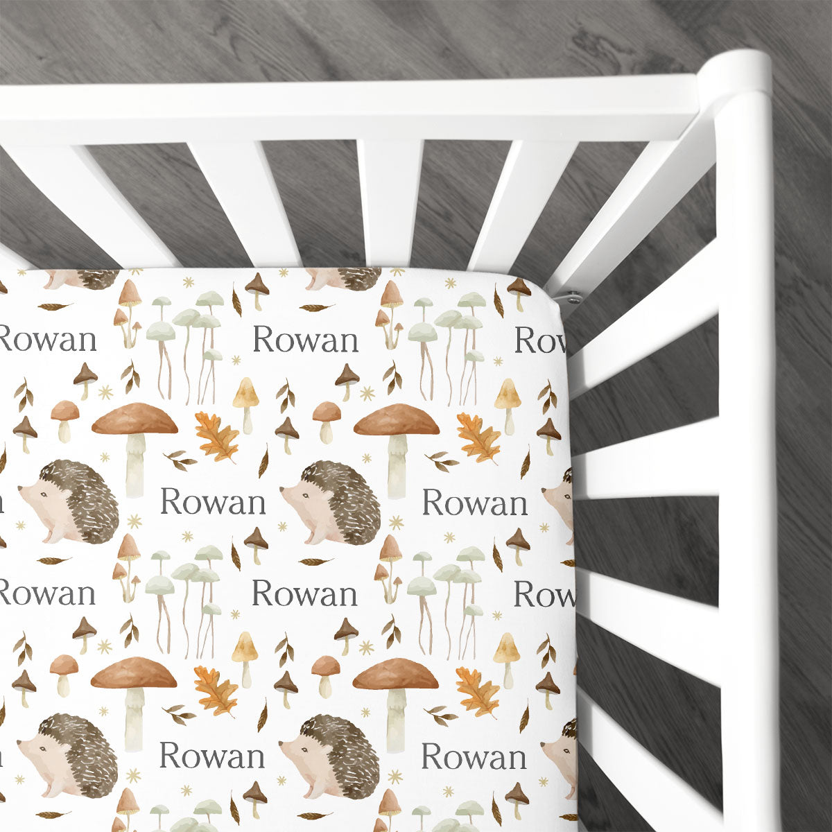 Personalized Crib Sheet | Hedgehog Forest