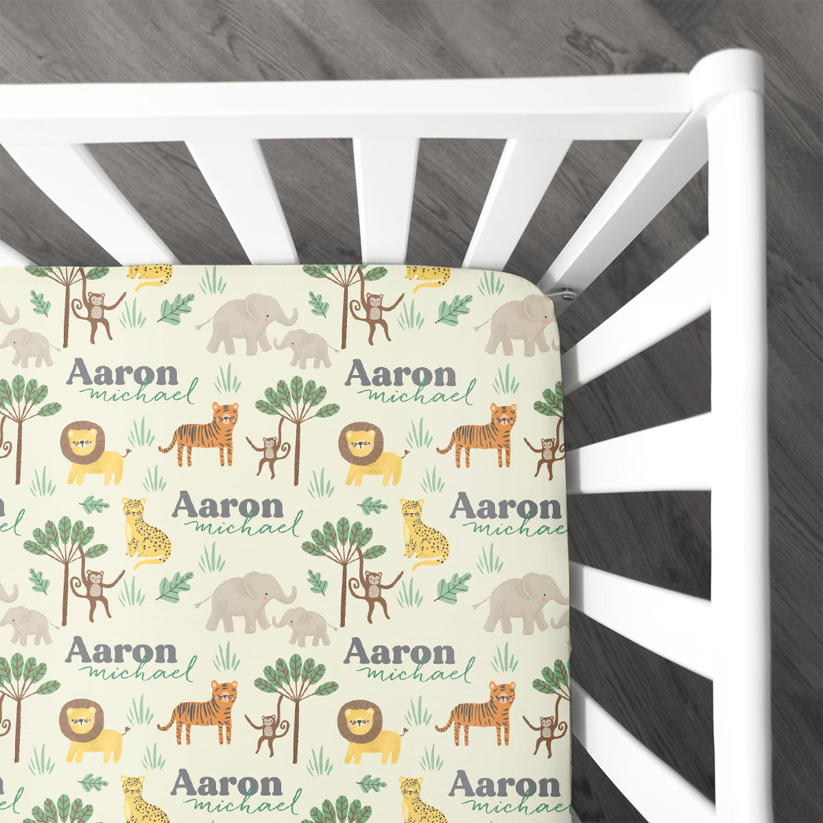 Personalized Crib Sheet | Jungle Safari
