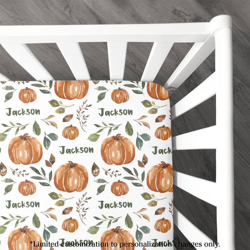 Personalized Crib Sheet | Pumpkin Patch (Cate & Rainn Design)