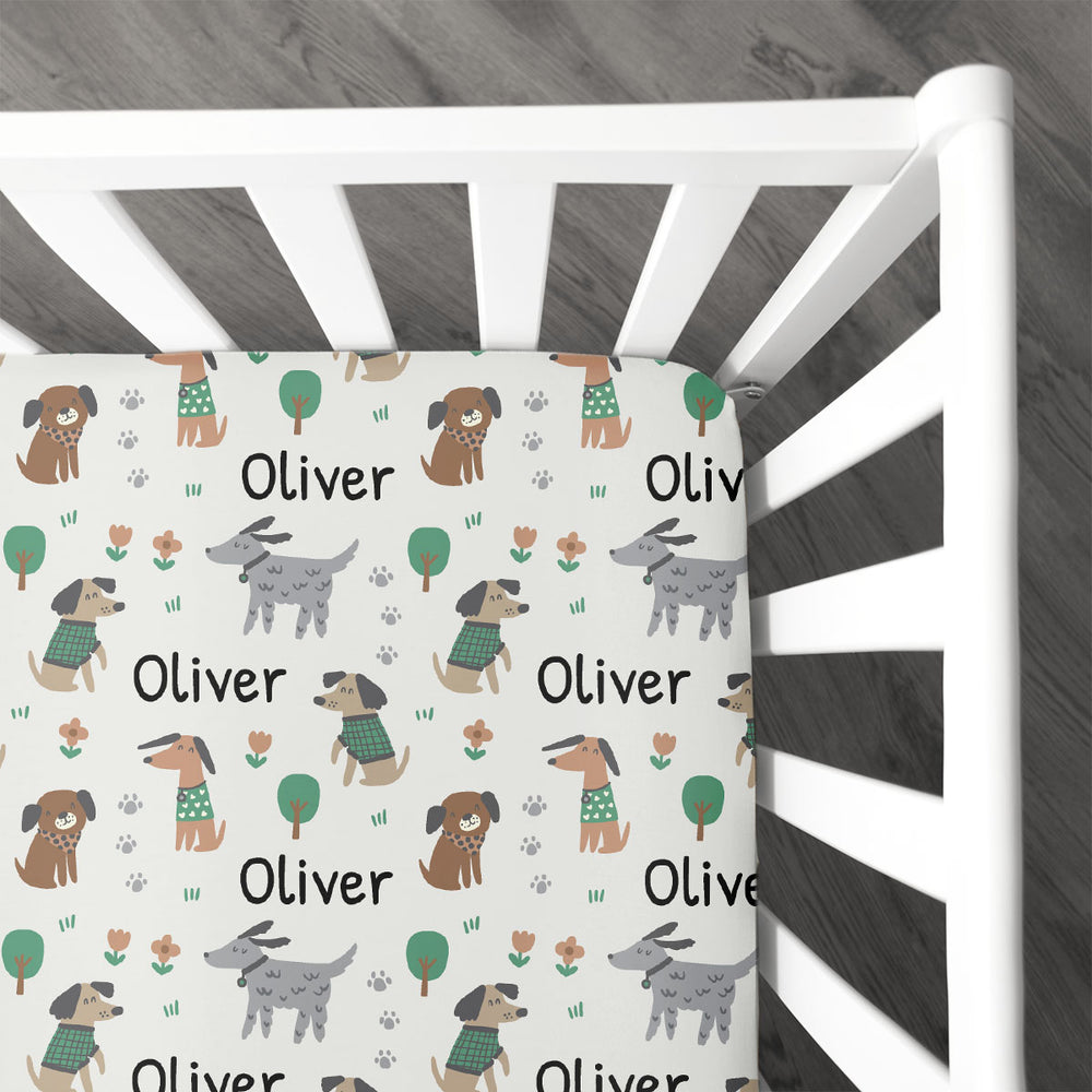 Personalized Crib Sheet | Puppy Love