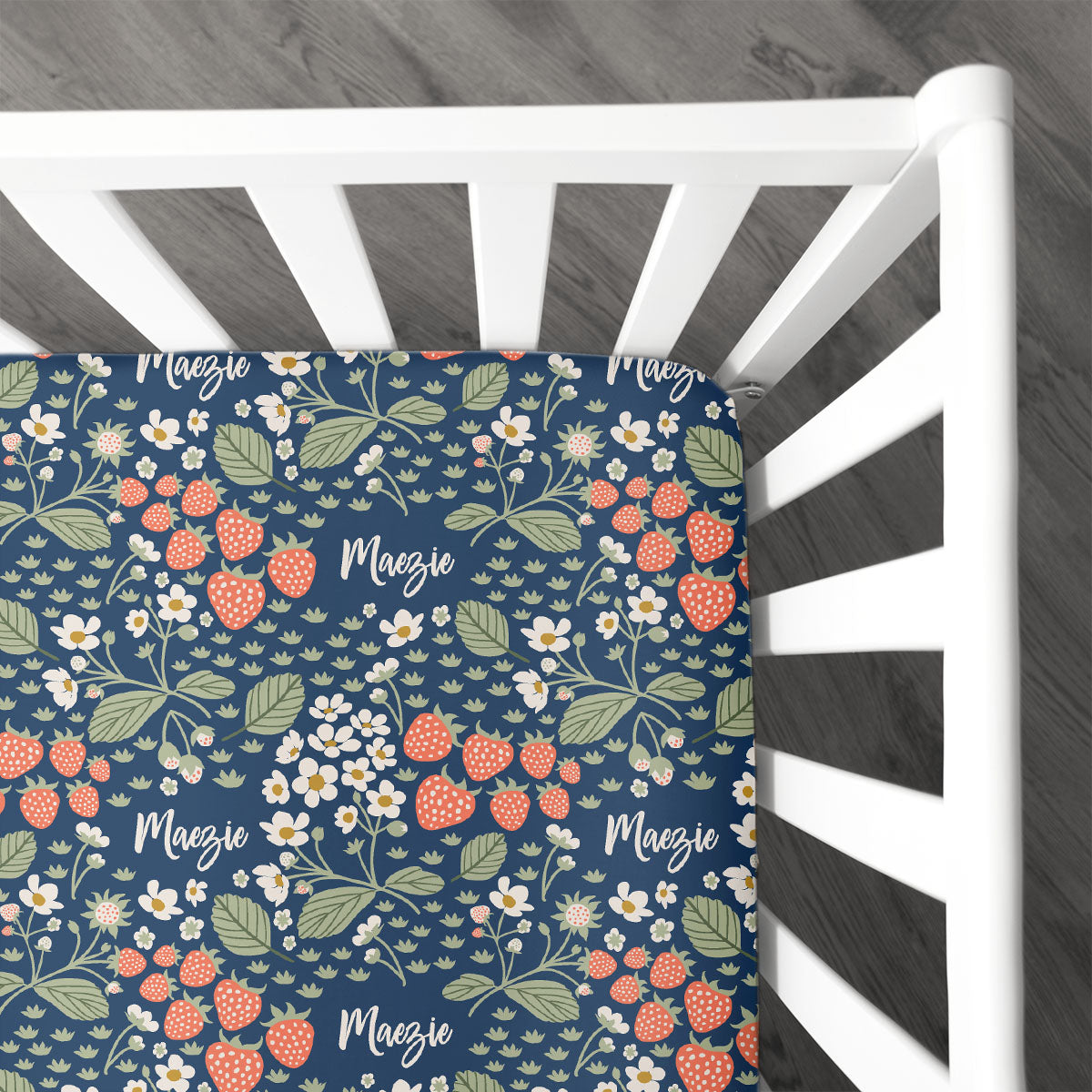 Personalized Changing Pad Cover | Strawberry Floral