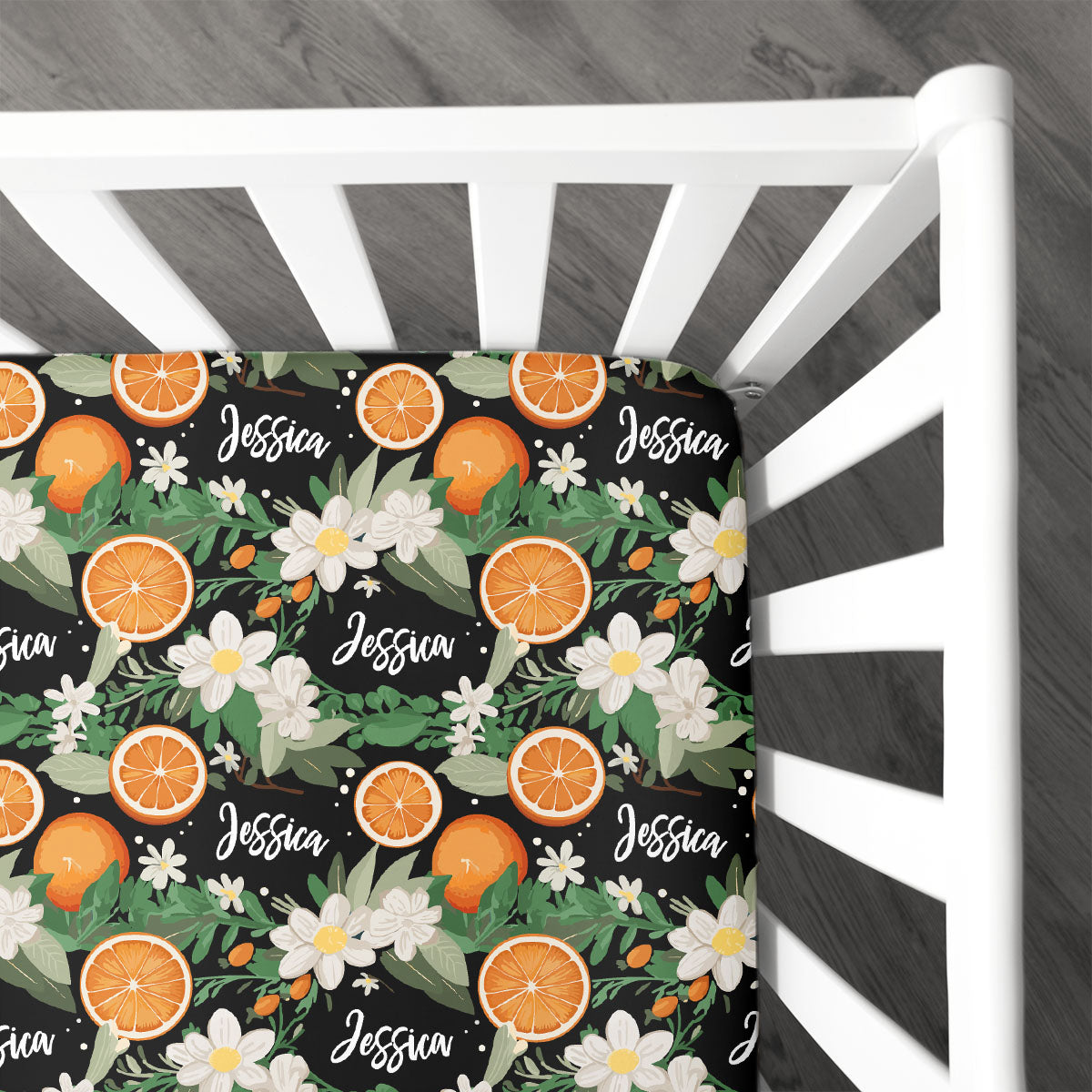 Personalized Crib Sheet | Citrus Blossom