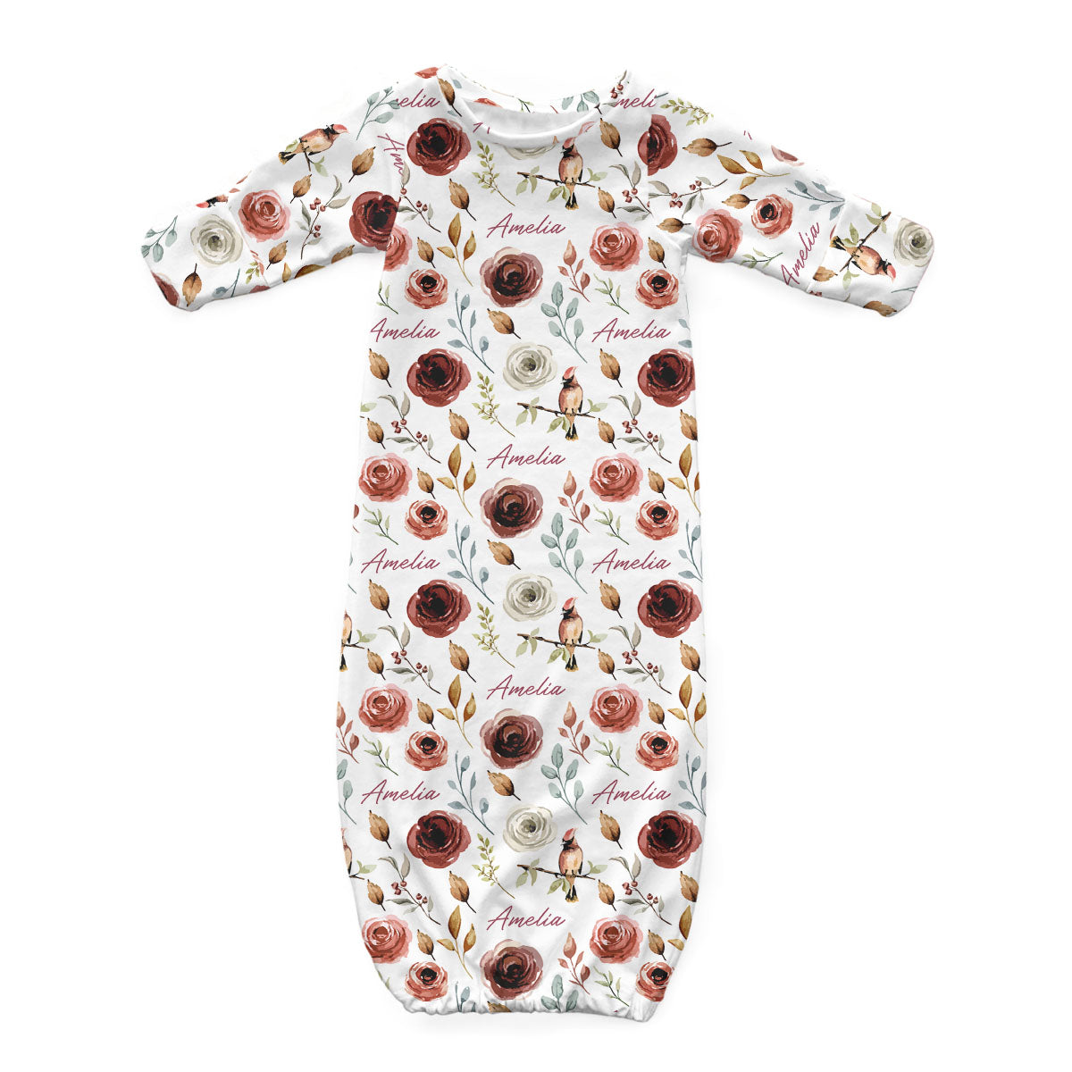 Personalized Newborn Gown | Autumn Bloom