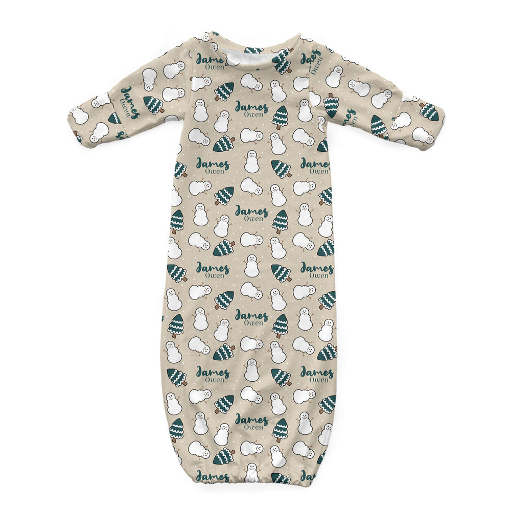 Personalized Newborn Gown | Evergreen Frost