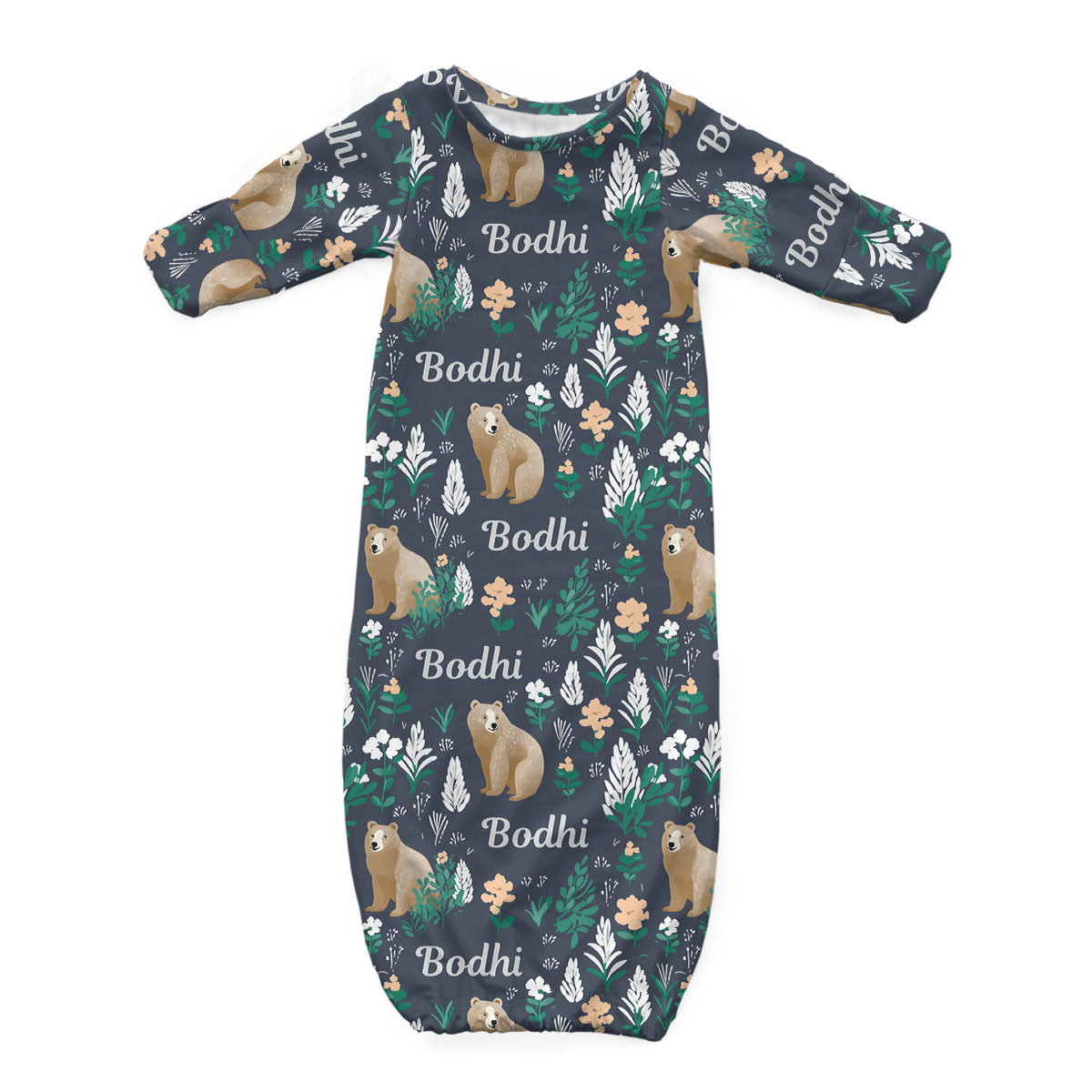 Personalized Newborn Gown | Forest Blues