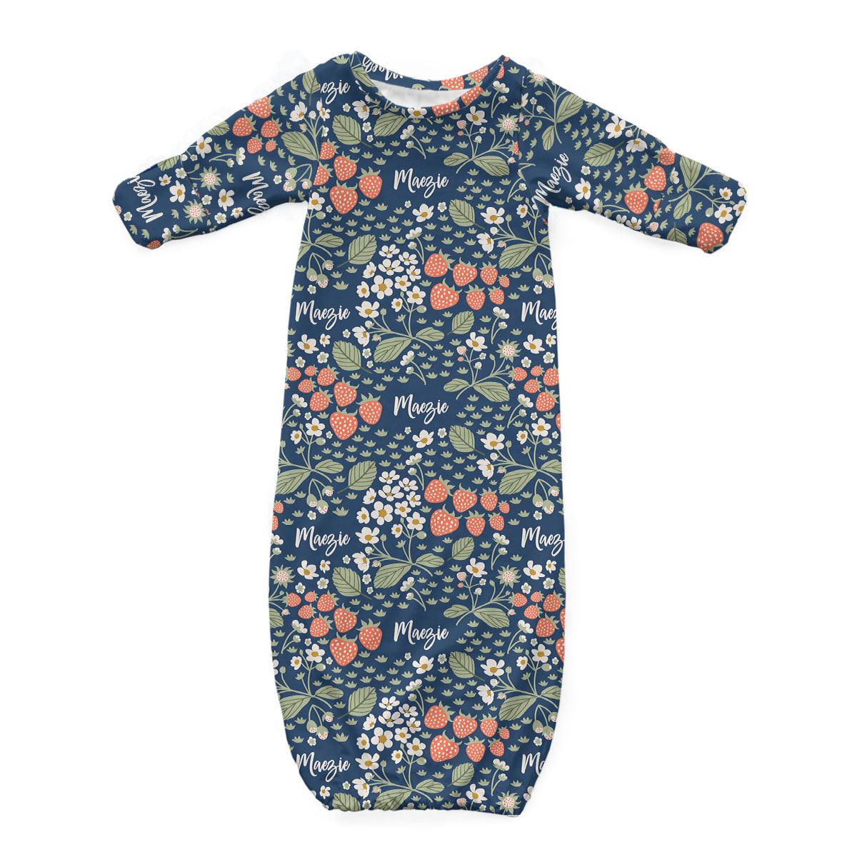 Personalized Newborn Gown | Strawberry Floral