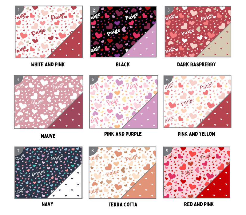 a bunch of different patterns with hearts on them