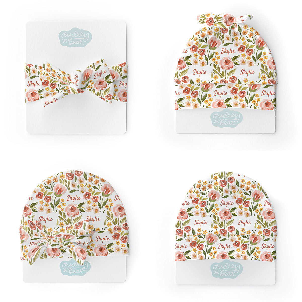 Personalized  Swaddle & Hat Set | Spring Tulip