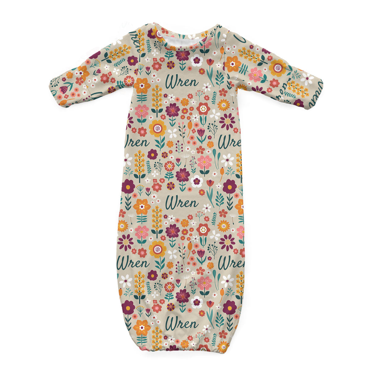 Personalized Newborn Gown | Folksy Floral