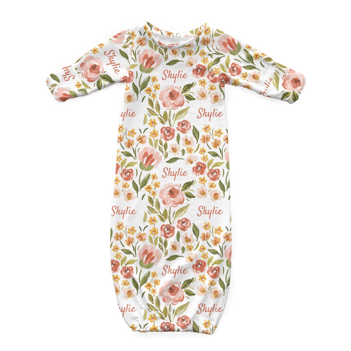 Personalized Newborn Gowns | Spring Tulip