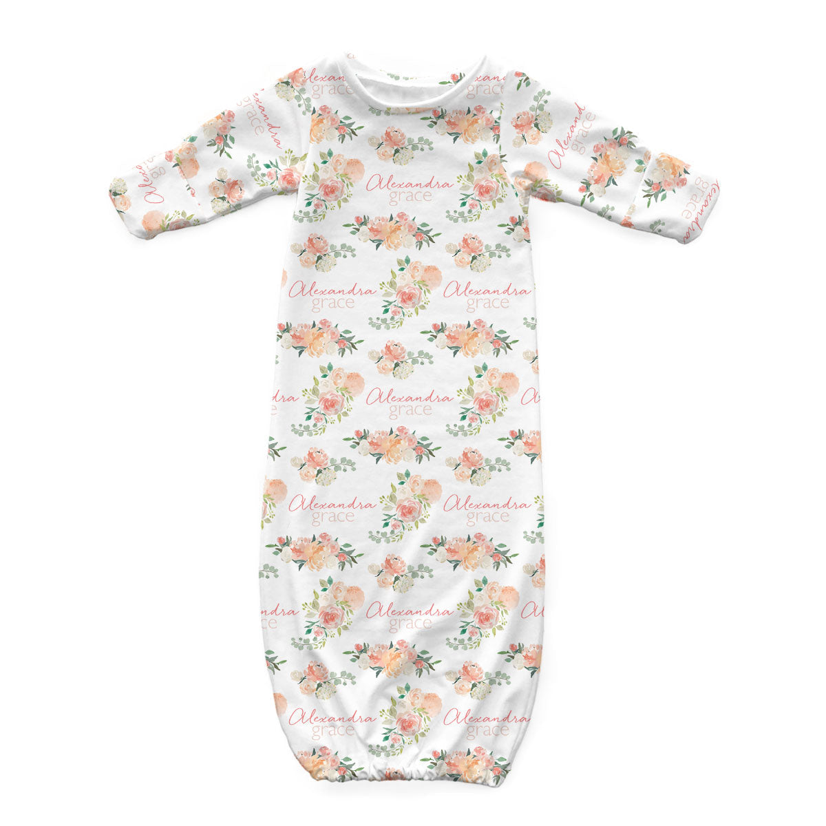 Personalized Newborn Gown | Springtime Floral