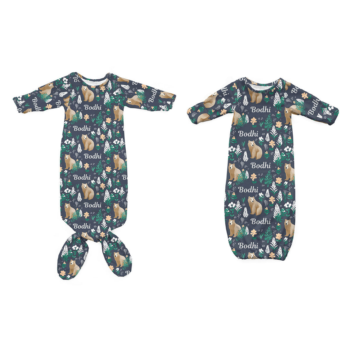 Personalized Newborn Gown | Forest Blues