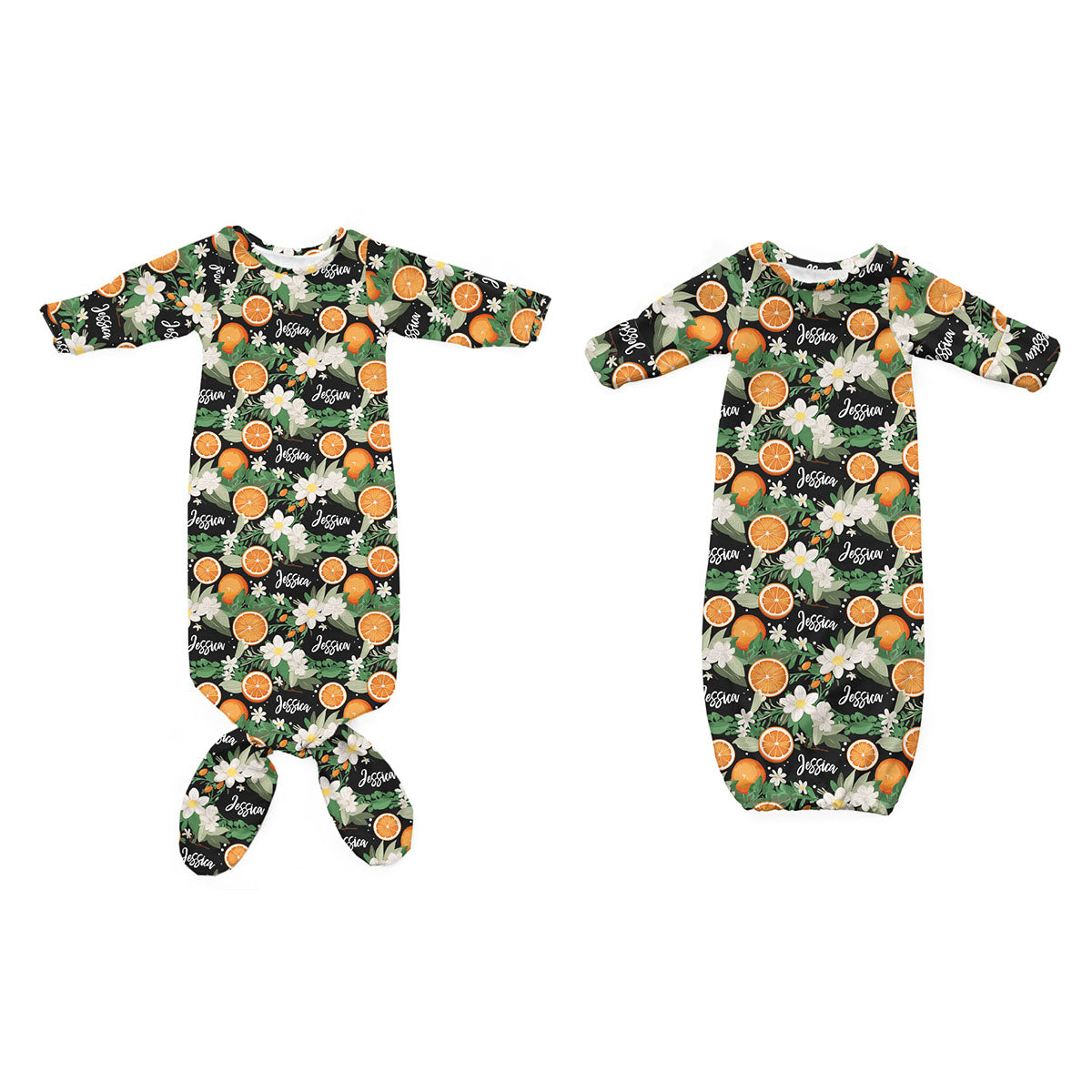 Personalized Newborn Gown | Citrus Blossom