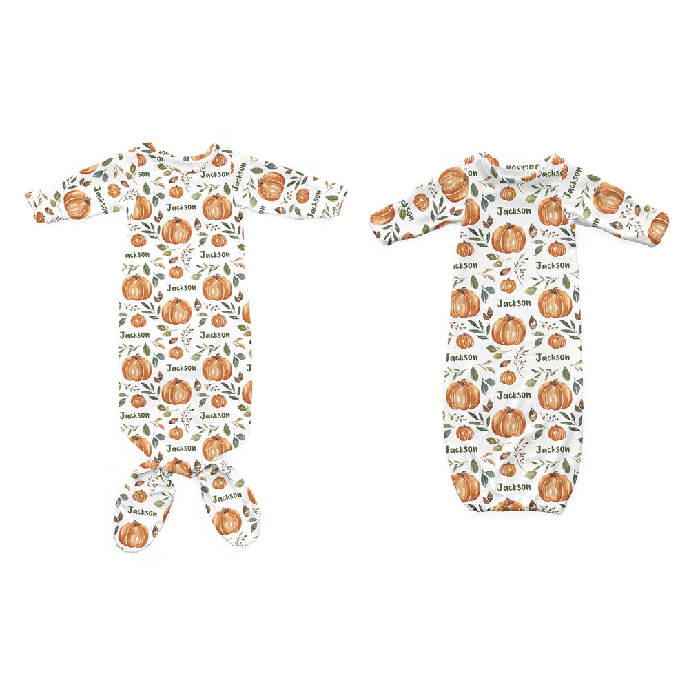 Personalized Newborn Gown | Pumpkin Patch (Cate & Rainn Design)