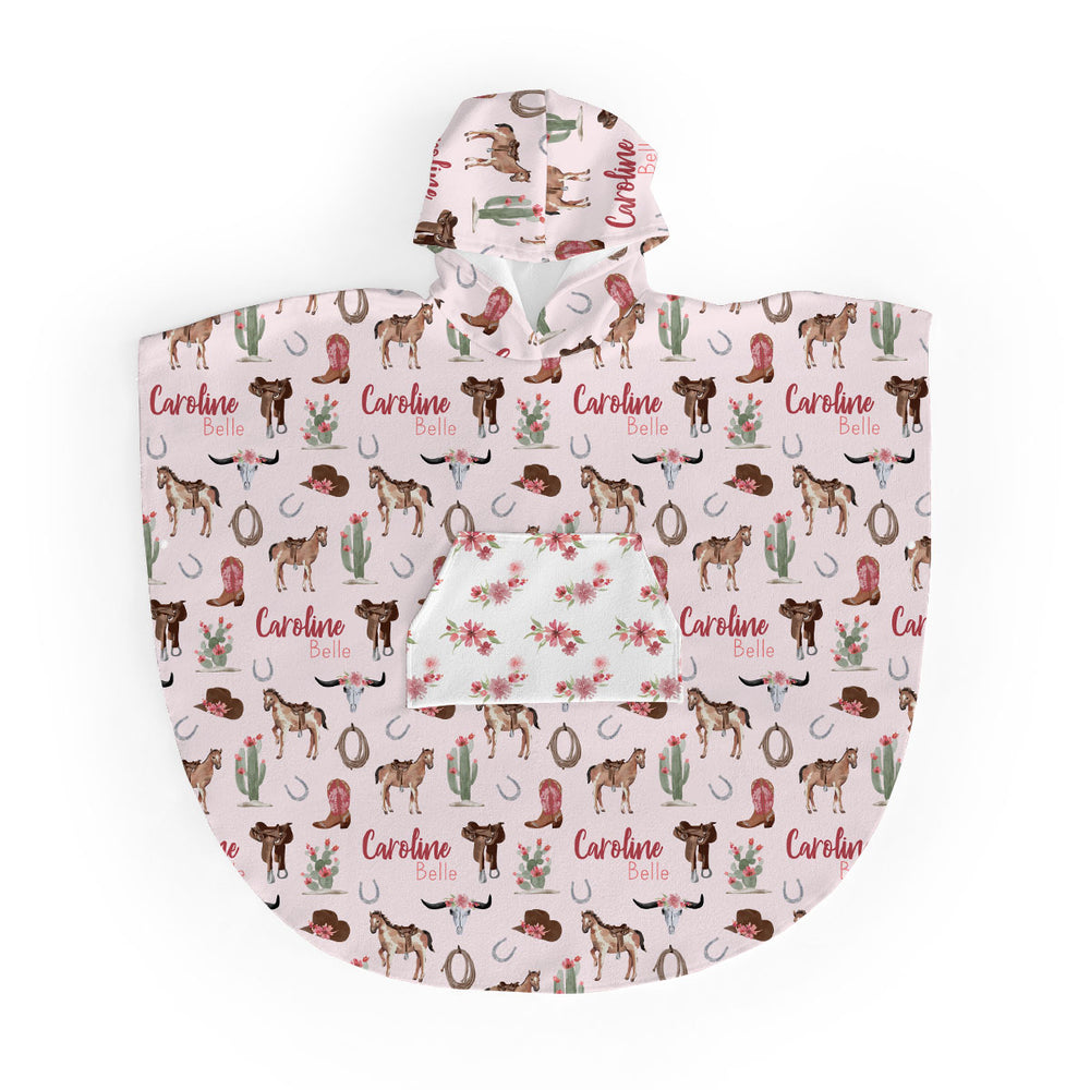 Personalized Hooded Poncho Towel | Charming Cowgirl
