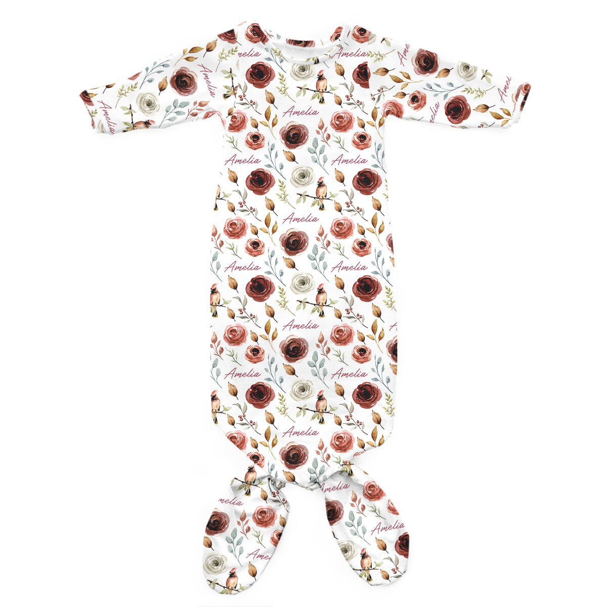 Personalized Newborn Gown | Autumn Bloom