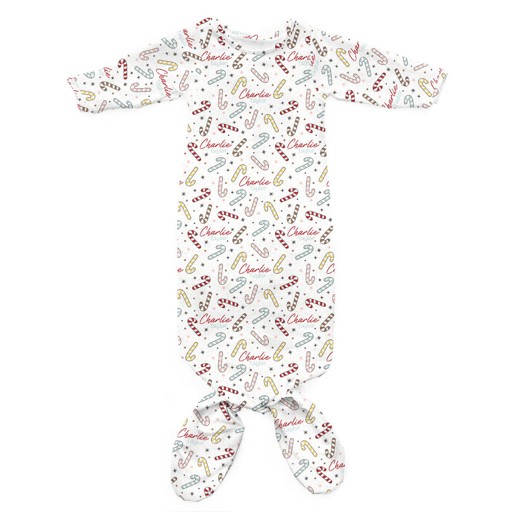 Personalized Newborn Gown | Candy Cane Lane