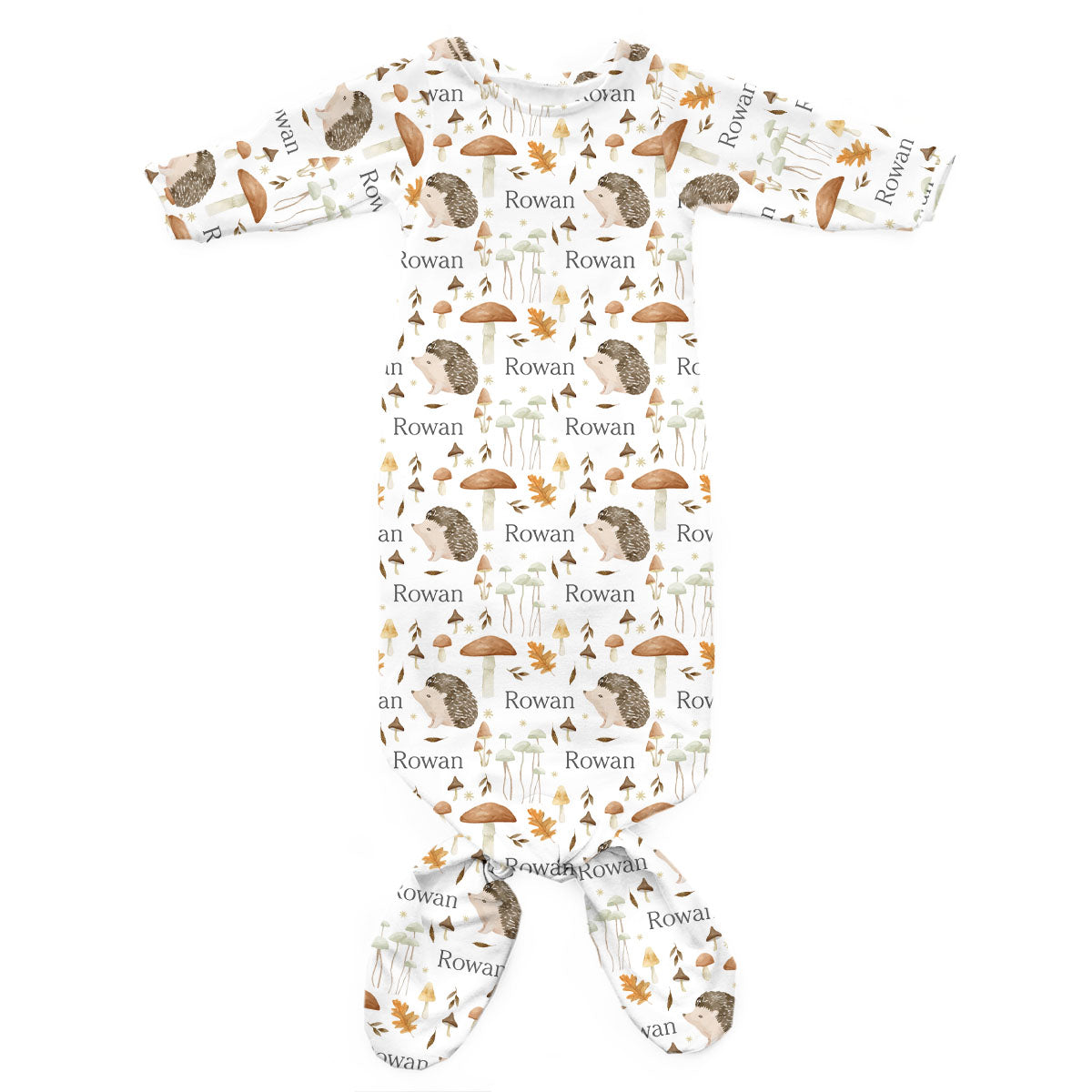 Personalized Newborn Gown | Hedgehog Forest
