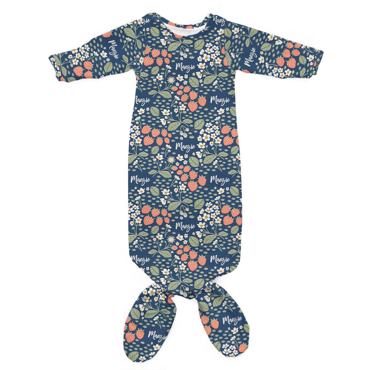 Personalized Newborn Gown | Strawberry Floral