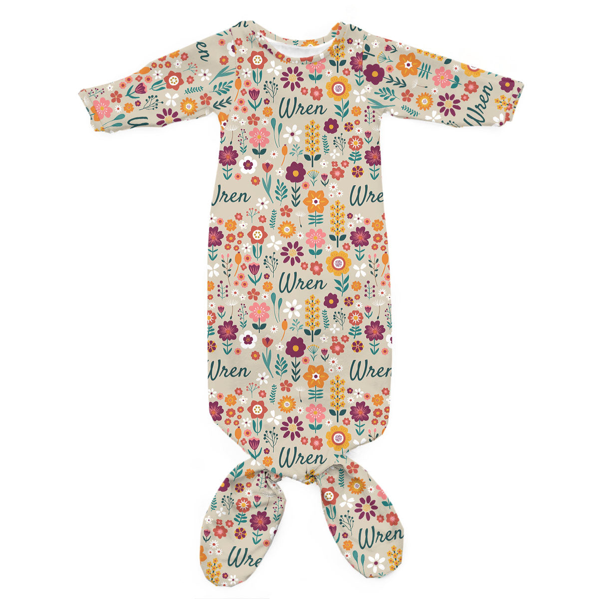 Personalized Newborn Gown | Folksy Floral