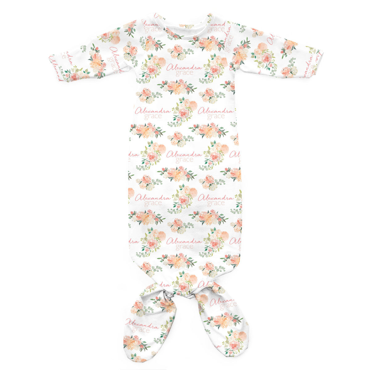 Personalized Newborn Gown | Springtime Floral