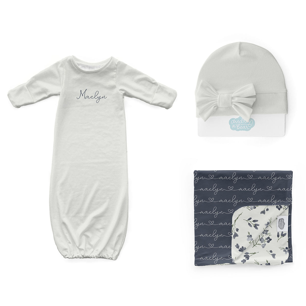 Personalized Newborn Bundle | Blueberry Blossoms