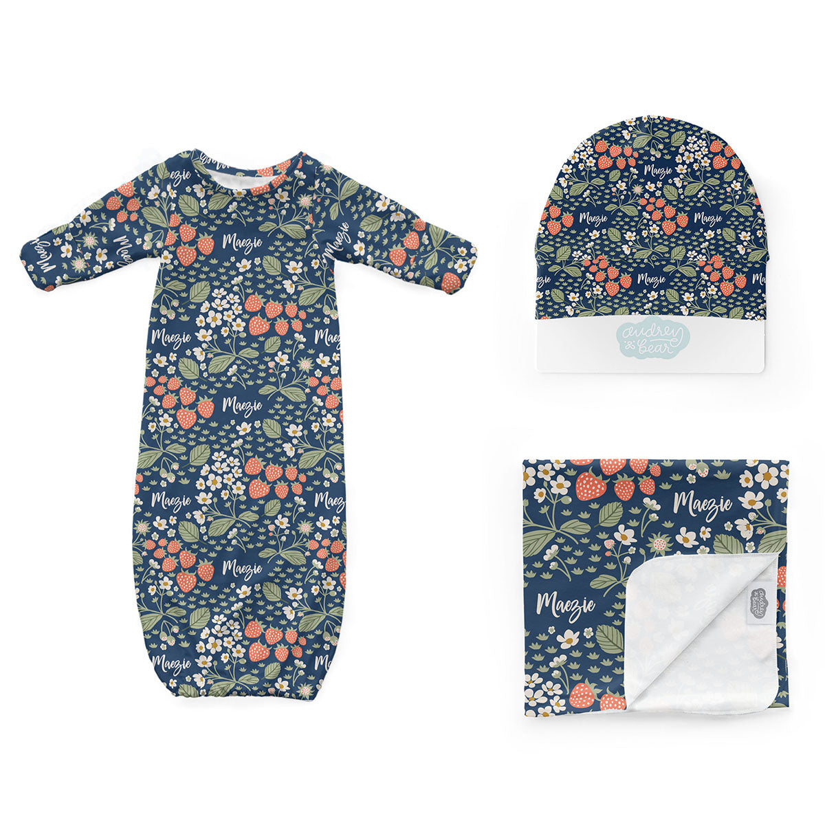 Personalized Newborn Bundle | Strawberry Floral