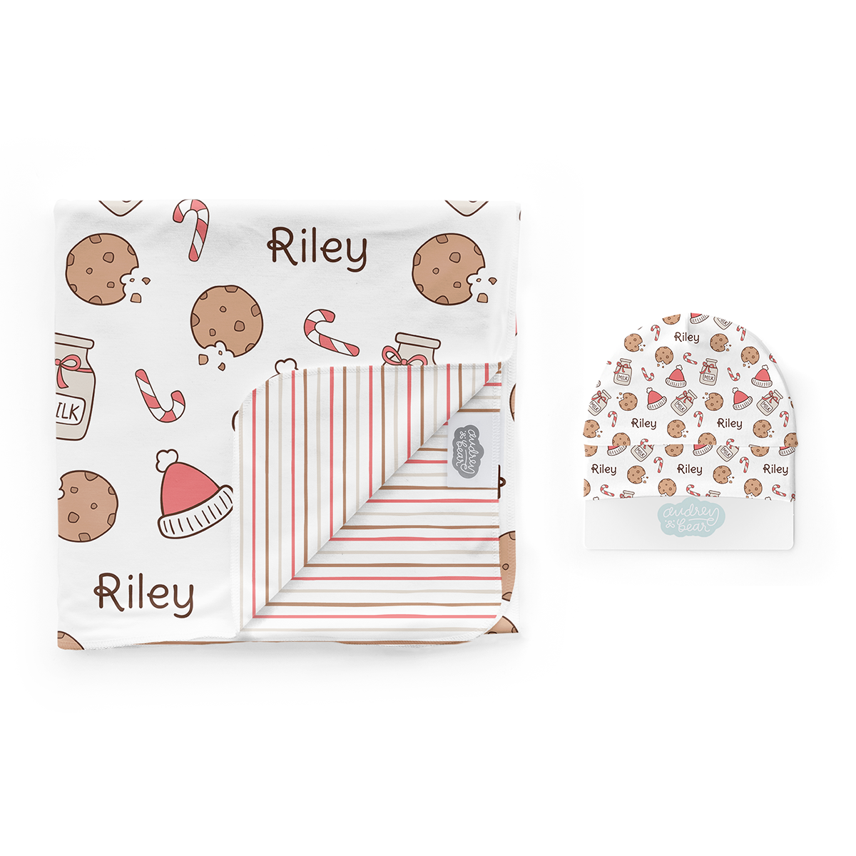 Personalized Swaddle & Hat Set | Santa's cookies