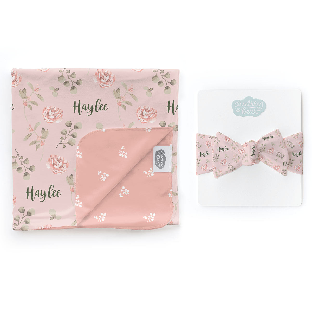 Personalized  Swaddle & Hat Set | Country Floral