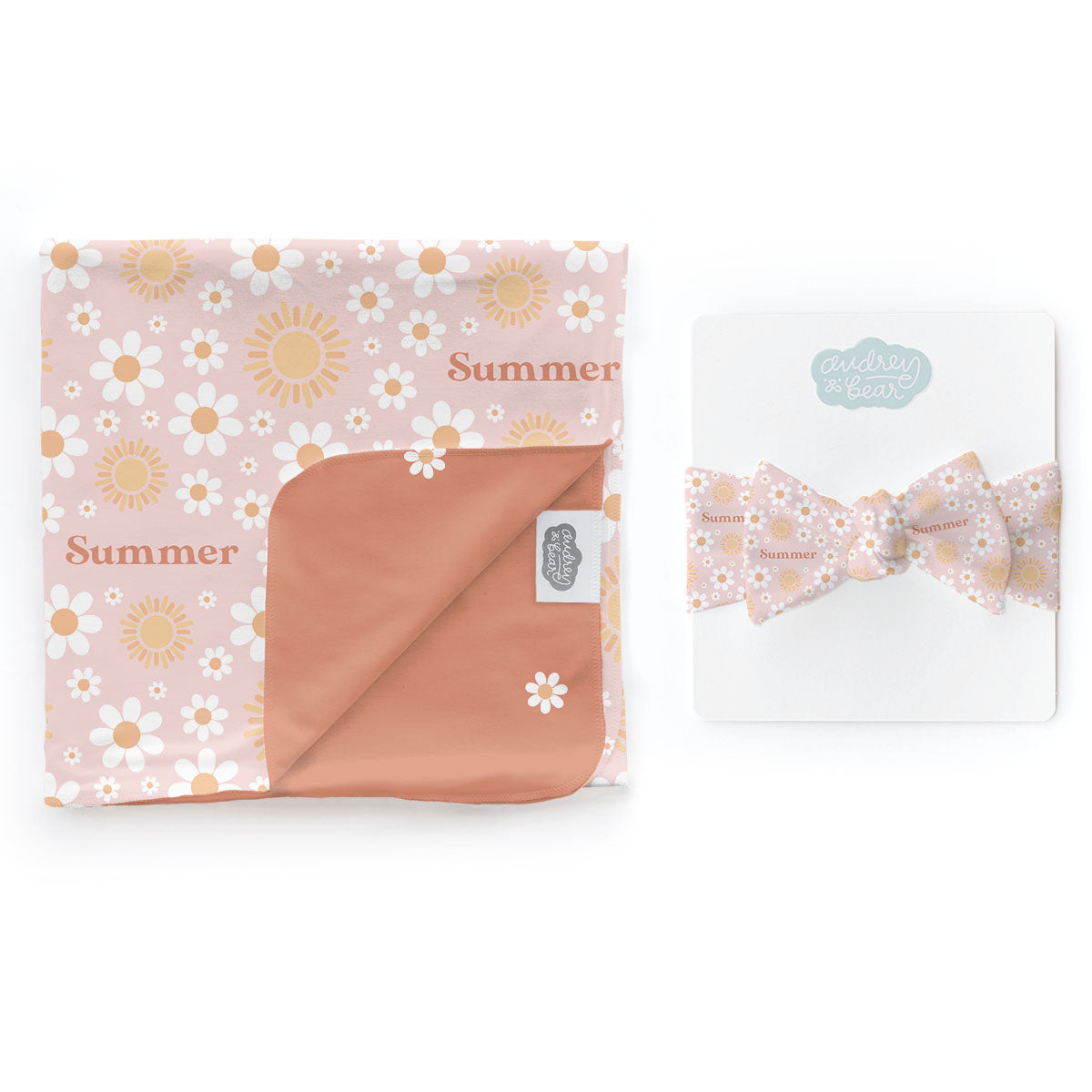 Personalized Swaddle & Hat Set | Sunny Daisies